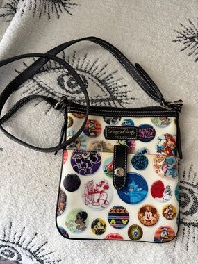 Dooney & Bourke White Multi Disney Medallion Crossbody Bag